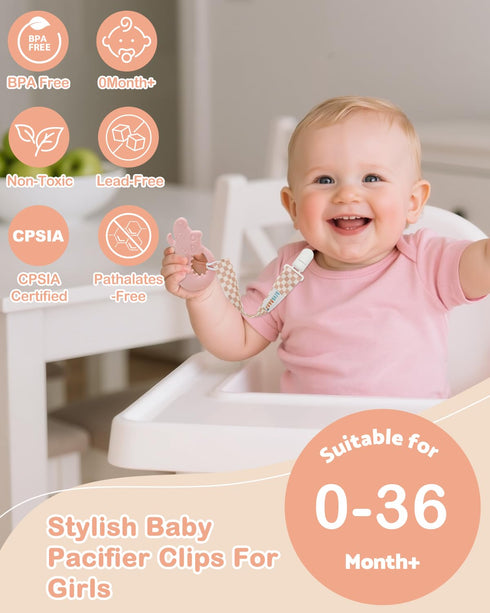 8 Pack 8DP17A ALVABABY Pacifier Clips Pacifier Binky Paci Holder Leashes for Baby Teethers