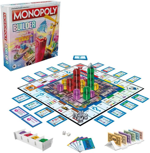 Monopoly Builder Board Game, Strategy Game for Family Fun, Games for Children