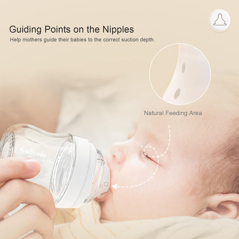 2, 3+ 3 Counts (Pack 1) Gulicola Natural Flow Baby Bottle Silicone Nipple Level Medium Flow (M), Months