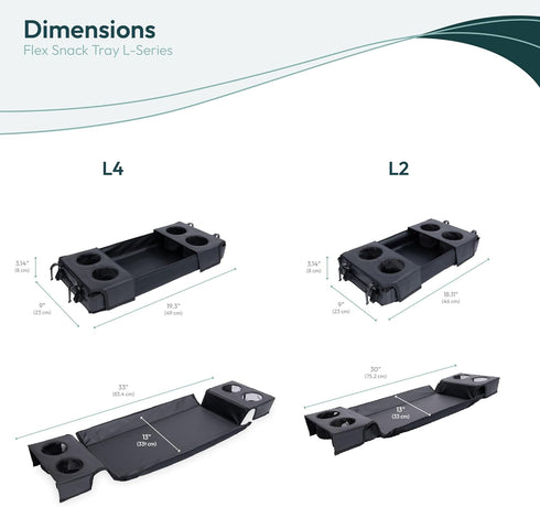L2 WONDERFOLD Flex Snack Tray for Stroller Wagon with Convertible Cup Holders & Adjustable Sidewalls to Maximize Space