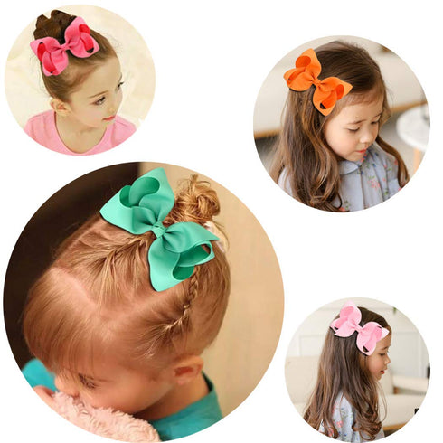 Oaoleer Hair Bows, 30 Colors 4 Inch Grosgrain Ribbon Bows with Alligator Clips for Girls and Kids