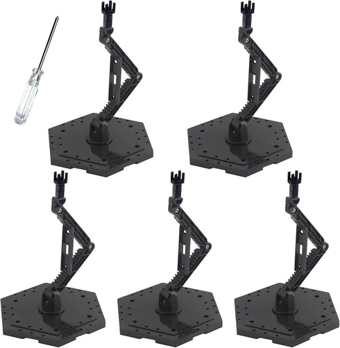 Hobby Action Base Model Stand - Compatible with Gundam HG RG 1/144 Scale Figure Models, Black (5pcs)