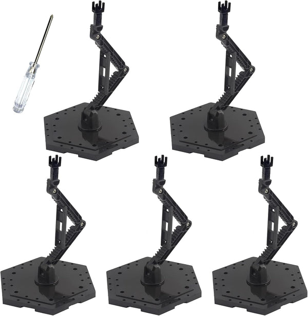Hobby Action Base Model Stand - Compatible with Gundam HG RG 1/144 Scale Figure Models, Black (5pcs)