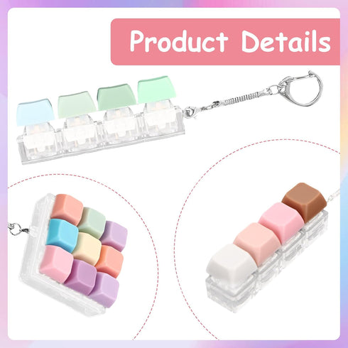 Xorim 3 Pieces Keyboard Fidget Toy, Decompression Toys Keyboard Clicker Toy with Keychain for Adults to Relieve Stress