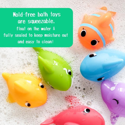 Set No Hole Bath Toys for Kids - Shark Bath Toys with Bath Net & Storage - Floating Toys for Water Pool Shower