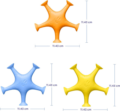 Set 3 Ubbi Starfish Stretch and Suction Bath Toys, Baby Bath Accessory, Water Toys for Toddler Bath Time, Fun Baby