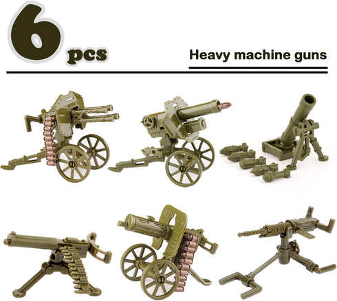 Military Weapons Pack, WW2 Army Gear Kit, Bricks Accessories Set for Soldier Figures, Compatible with Major Brands