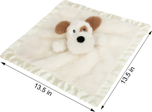 Soft Dog Security Blanket Lovey with Satin Backing for Toddler Infant Newborn Boys & Girls, Unisex Puppy Snuggle Toy,