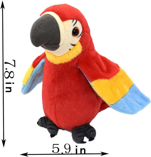 (Patent) Talking Parrot Plush Toy, Cute Mimicry Pet Animal Toy, Electronic Birthday Present for Kids (RED)