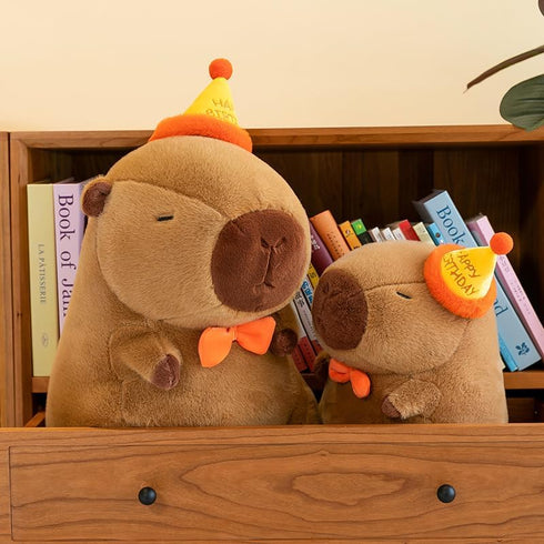 Cute Birthday Capybara Plush - 12 Inch Kawaii Stuffed Animal Toy for Kids Birthday Gifts and Party Decoration