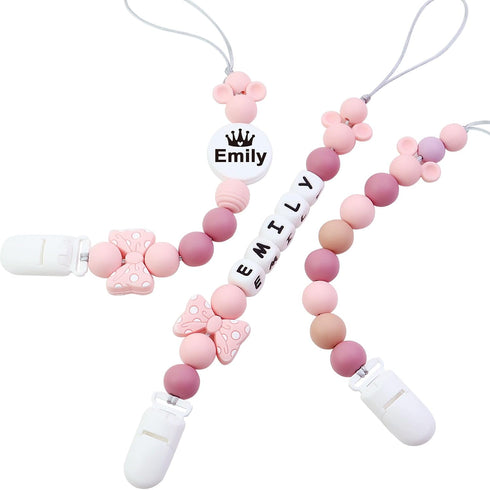 Customized Baby Pacifier Holder Clip with Name, Personalized Name Pacifier Clip for