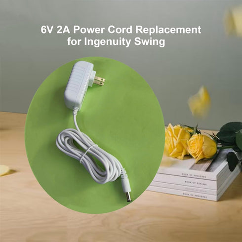 10FT Charger Compatible with Fisher Price, Ingenuity Swing, 6V AC Adapter for Snugapuppy Power Cord Replacement