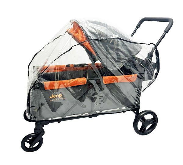 Rain and Wind Cover for Jeep Sport All-Terrain Stroller Wagon, Clear Design, Ventilation Holes, Maximum Coverage
