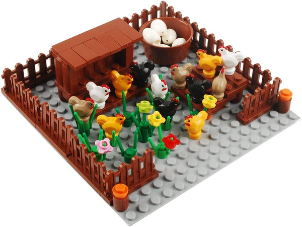 Farm Field Set Building Blocks, Plant Animal Crops Kit DIY Compatible with All Major Brands (Chicken Coop)