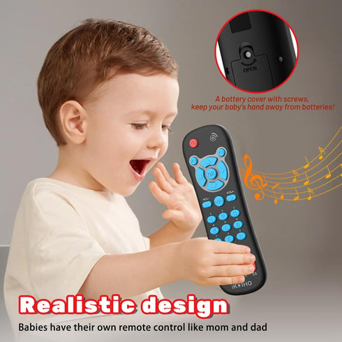 Baby Remote Control Toy for 1 Year Old Boys Girls, Realistic Toddler TV Remote with Music & Light, Early Education