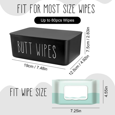 EQUNROY 7.48" 4.52" 2.75" (19x11.5x7cm) Baby Wipes Dispenser L x W x H - Flushable Wipes Container for Bathroom, Diaper