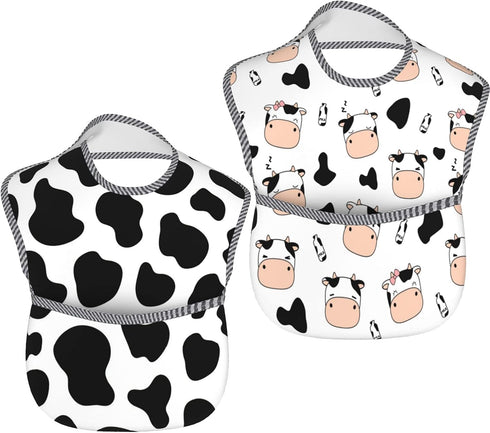 Bibs Cute Baby Stuff 2Packs for 6-24 Months Waterproof Washable Fabric