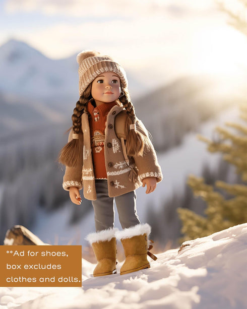 18 Inch Doll Shoes Set Compatible with American Doll - Snow Doll Boots,Canvas Doll Sneakers , Glitter Toy Shoes, Unicorn doll Shoes, doll Socks -7 Pairs with Gift Box