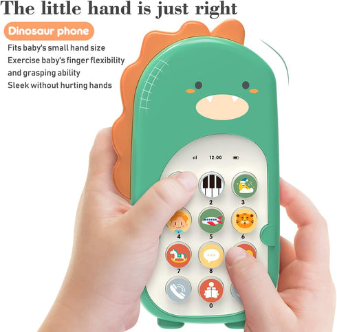 Baby Cell Phone Toy with Early Education & Music - Learning Educational Dinosaur Fake Phone Fun for Kids (Pink)