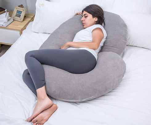 1 MIDDLE ONE Pregnancy Pillow, C Shaped Full Body Pillow for Maternity Support and Pregnant Women Sleeping with Velvet