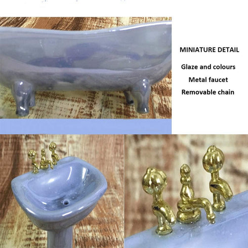 BESTLEE Set 4PCS-1:12 Dollhouse Furniture Miniature Bathroom Purple Bathroom Accessories Scale (Violet)