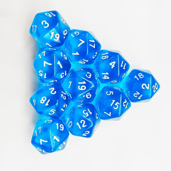 Yiotfandoll 10 Pieces Polyhedral Dice Set D20 Dice 20mm Acrylic 20 Sided Game
