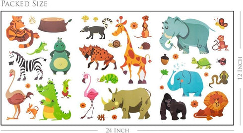DEKOSH Jungle Animal Wall Decal Pack, Colorful Stickers for Baby Nursery Playroom, Peel & Stick Safari Theme