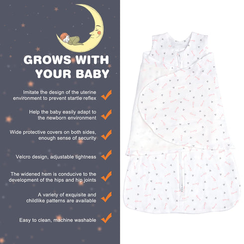 100% 3-Way 1.0 0-3 Swaddle-Blanket Baby Girl & Boy Swaddles Newborn Infant Transition Cotton Wrap Blankets, Adjustable