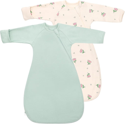 Organic Cotton Transitional Baby Swaddle Sleep Sacks Arms Up Length Sleeves Mitten