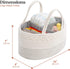 luxury little Diaper Caddy Organizer, Large Cotton Rope Nursery Baby Basket, Changing Table Organizer for Baby Diaper Storage, Portable Car Organizer with Removable Divider, Baby Shower Gifts - White by luxury little