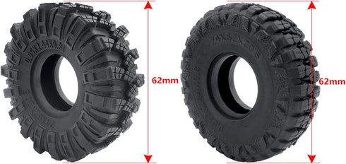 MOHERO 4PCS 1.0" Mud Grappler Rubber Tyre 62 * 22MM for Axial SCX24 90081 AXI00001 002 004 005 006 RC Crawler Car (B