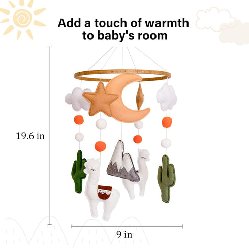 Llama Baby Crib Mobile, Neutral Nursery Decor, Desert Mobile for Crib, Nursery Mobile for Bassinet, Baby Shower Gifts