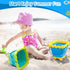 7 PCS Castle Foldable Beach Sand Buckets Toy Set with Shovels, 3L Silicone Collapsible Bucket for Kids, Camping Gear