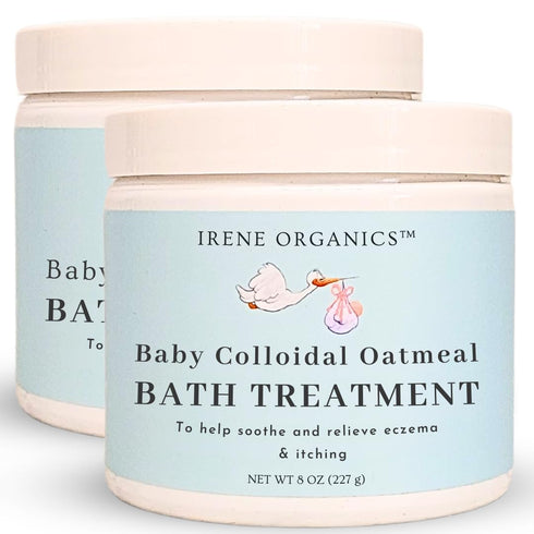 Oatmeal Baby Bath Powder by Irene Organics, Colloidal Oatmeal for Eczema and Dry Skin, 2 Pack