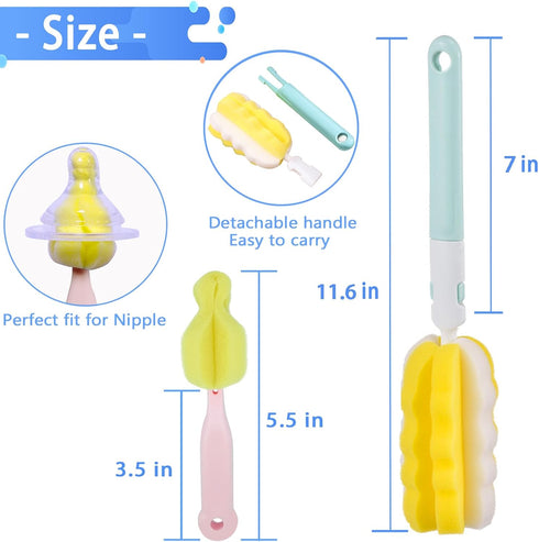 4PCS Bottle Brush + 4 PCS Nipple Brush Set, Baby Bottle Brushes and Cleaner for Milk Bottles and Cups