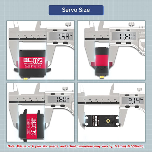 20KG High Torque RC Servo Motors, Waterproof Full Metal Gear Steering Servo for 1/6 1/8 1/10 1/12 RC Cars