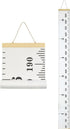 Kids Growth Chart, Wood Frame Fabric Canvas Height Measurement Ruler for Child's Room Decoration (White & Black)