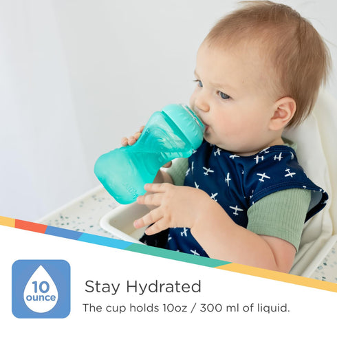 3 Pack Nuby No Spill Toddler Sippy Cups - Toddler Cups Spill Proof with Easy and Firm Grip - Aqua, Coral, Yellow