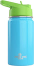 Kids Water Bottle 12oz Blue - Leak Proof with Straw & Handle, Insulated Double Wall Stainless Steel, Easy Sip Toddler