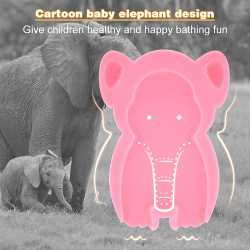 FIABC 1Set) Soft Infant Bath Sponge Elephant Baby Bath Mat Newborn Comfy Foam Skid-Proof Cushion (Pink