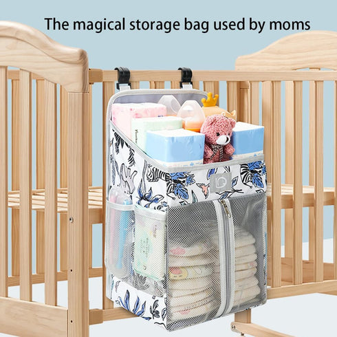 EUBUY Changing Table Diaper Organizer, Nursery Caddy Organizer for Cribs Playard Baby Essentials Storage, Oxford Fabric