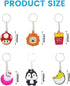 100pcs Cartoon Keychain for Kids Party Favors, Mini Cute Keyring for Classroom Prizes, 20 Colors