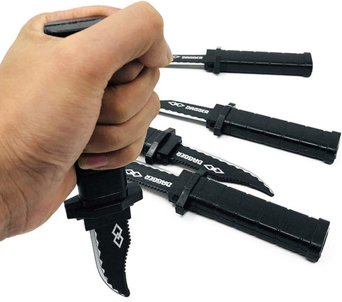4 Pcs Retractable Fake Knife Toy, Plastic Funny Trick Gadget Props for Halloween Fools Day Party