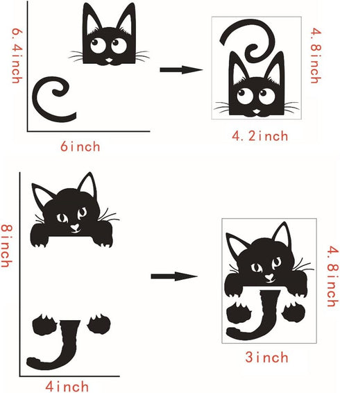 Removable Switch Sticker, 6 Pcs Cute Black Cats Cartoon Wall Sticker, Light Switch Decor Decals for Family DIY Home