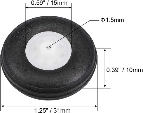 uxcell Tire and Wheel Sets for RC Airplane,PU Sponge Tire with Plastic Hub,1.25" 2pcs