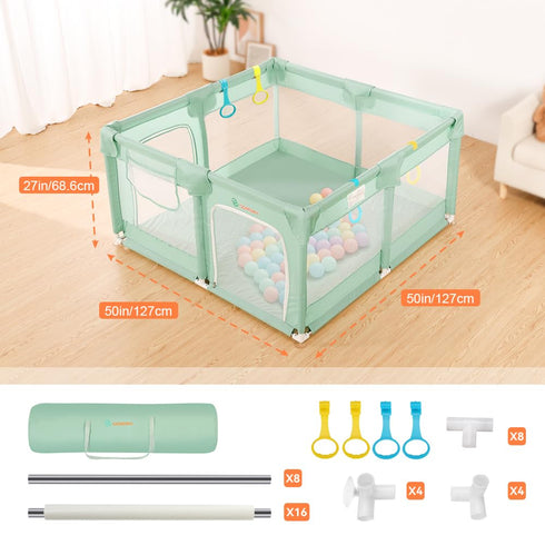 50"x50") COMOMY Playpens for Babies and Toddlers, Small Baby Play Pens, Activity Center for Baby Safe and Non-Slip Baby