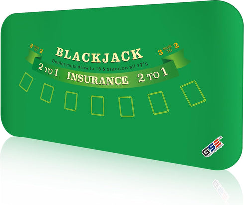 GSE Games & Sports Expert Casino Blackjack Tabletop Layout Mat, Non-Slip Rubber, Carrying Bag for Parties