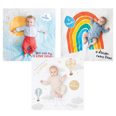 lulujo Baby First Year Milestone Blanket and Cards Set, A Dream Come True