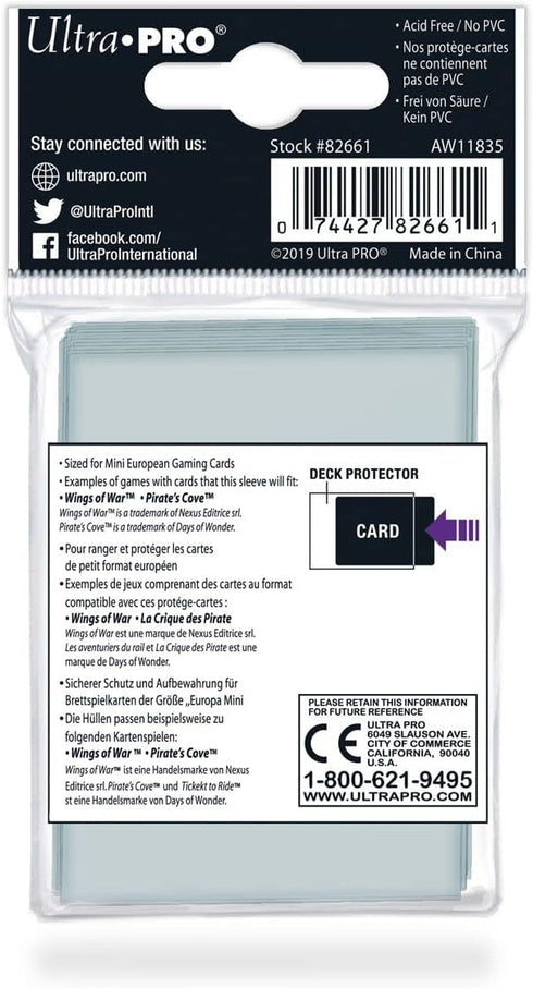 Ultra Pro Mini European Board Game Sleeves, 44mm x 68mm, 50ct, Clear