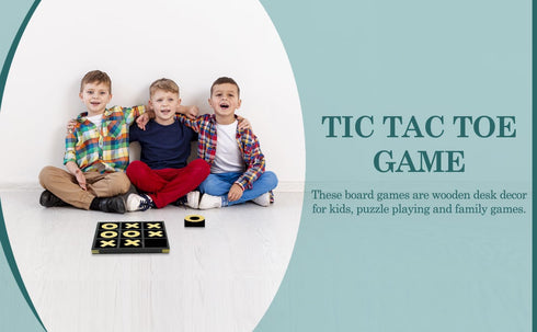 10" Large Elegant Premium Black Tic Tac Toe Board Game | Wooden Puzzle Game | Coffee Table Decor & Games